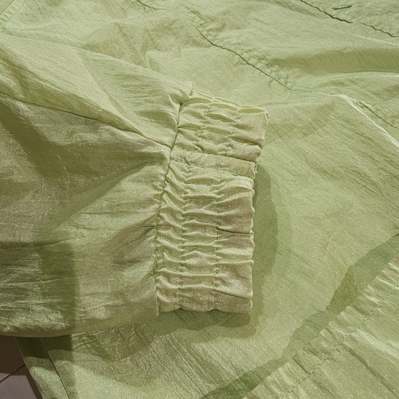 Tudor Court by Haband Vintage Green Nylon Jacket Snap Front Women's Size L READ - Picture 5 of 12